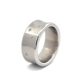 12mm Satin Stainless Steel Diamond Scatter Ring