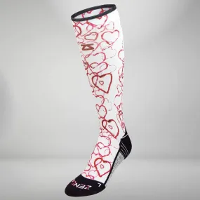 Abstract Hearts Compression Socks (Knee-High)