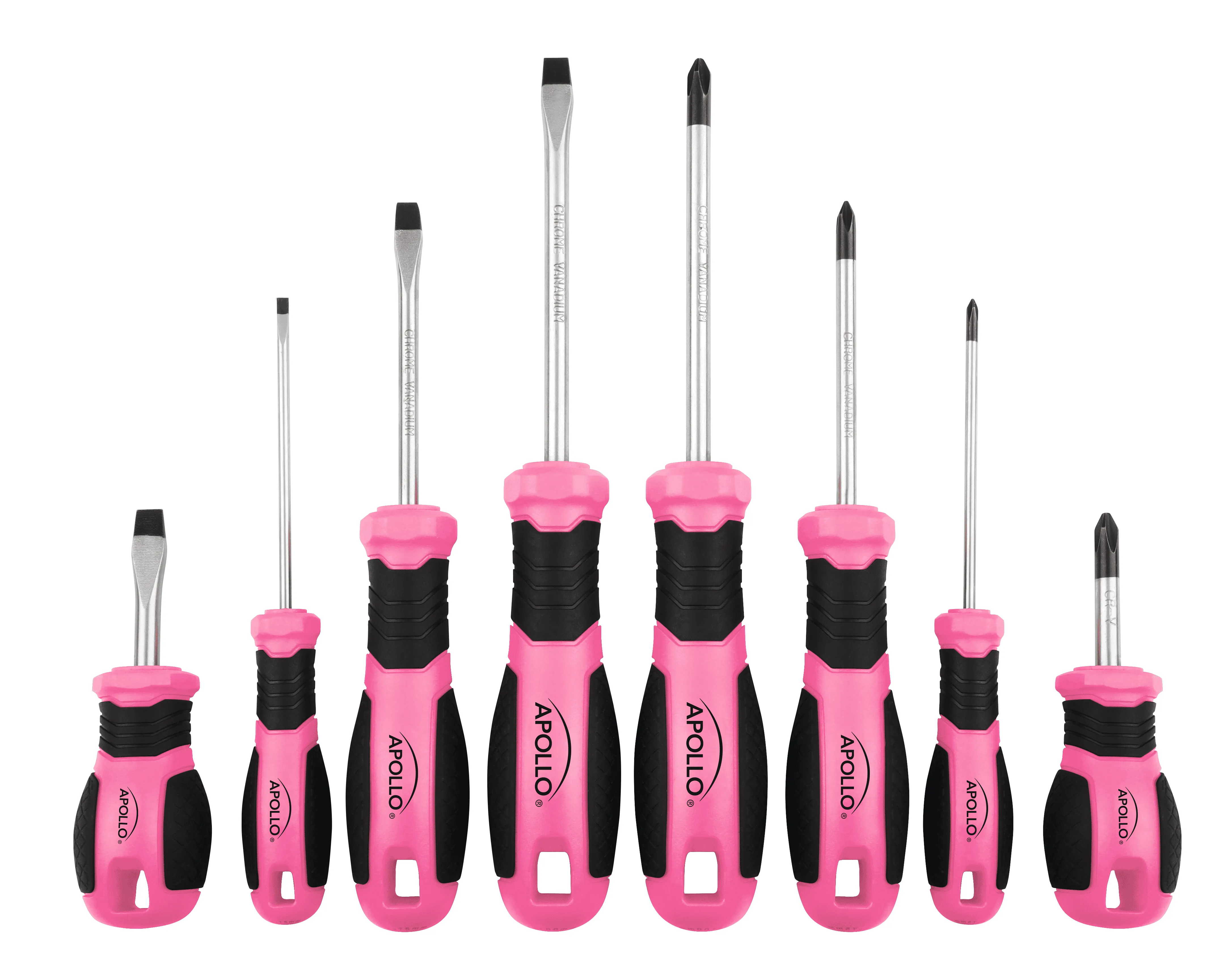 Apollo Tools’ 8 Pink Essential Screwdriver Set DT5018P