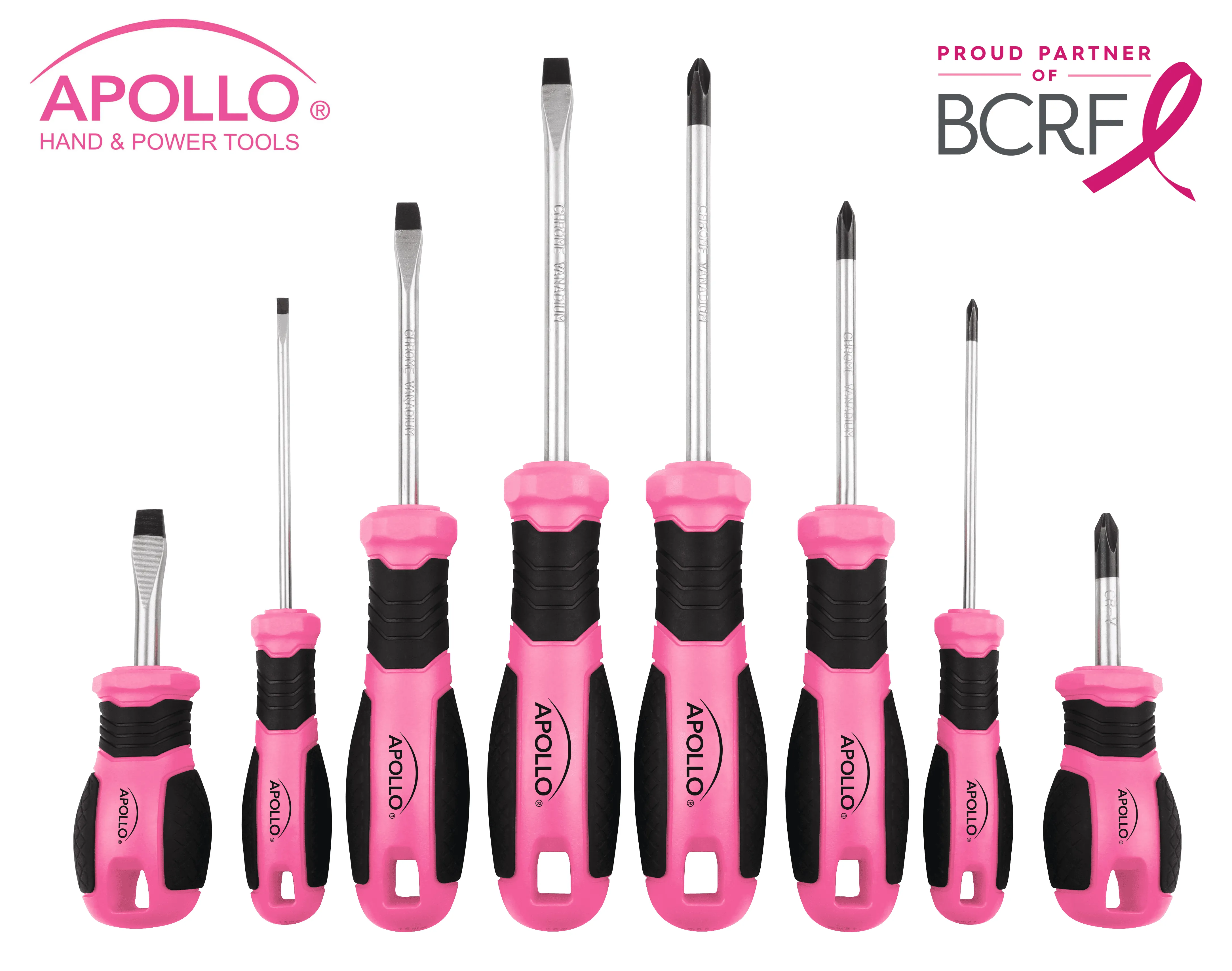 Apollo Tools’ 8 Pink Essential Screwdriver Set DT5018P