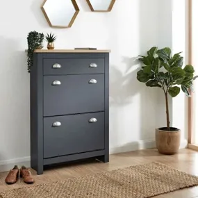 Blue Painted 2 Door 1 Drawer Shoe Cabinet