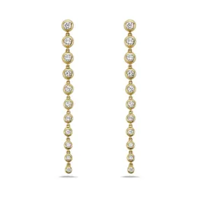 Charles Krypell Diamond Bezel Drop Earrings in 18K Yellow Gold