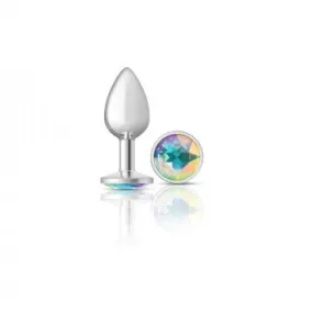 Cheeky Charms Silver Plug with Round Iridescent Gem