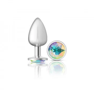 Cheeky Charms Silver Plug with Round Iridescent Gem