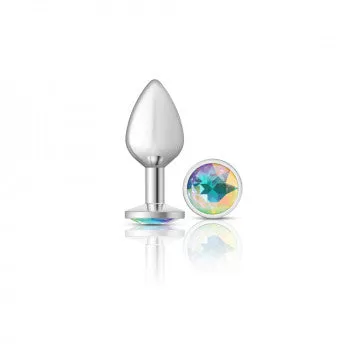 Cheeky Charms Silver Plug with Round Iridescent Gem