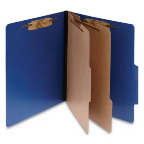 Colorlife Presstex Classification Folders, 3 Expansion, 2 Dividers, 6 Fasteners, Letter Size, Dark Blue Exterior, 10/box