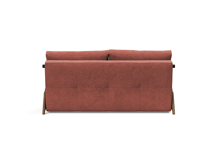 Cubed Queen Size Sofa Bed With Dark Wood Legs