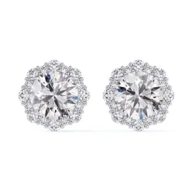 De Beers Forevermark Center of My Universe Floral Halo Stud Earrings in 18K White Gold