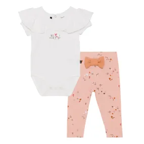 Deux Par Deux White/Pink Bodysuit Set