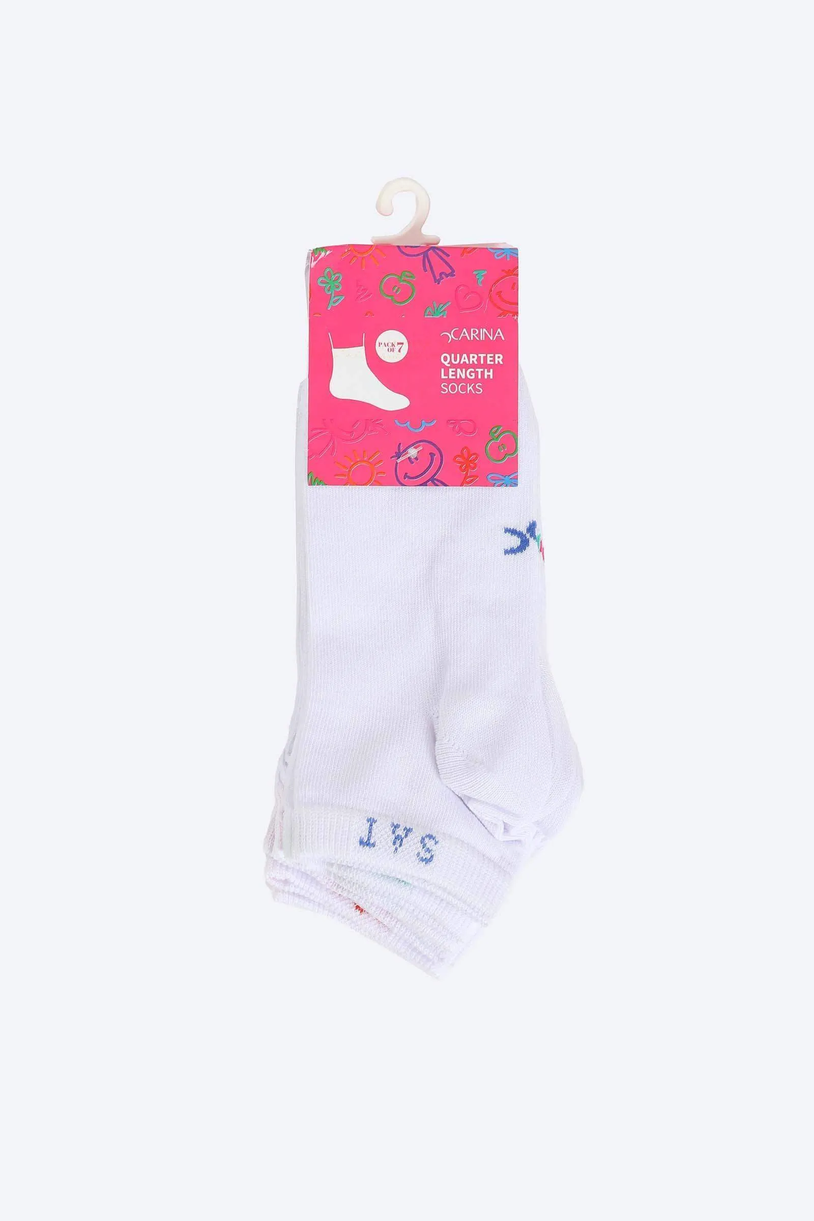 Girly Quarter Length Socks - 7 Pairs