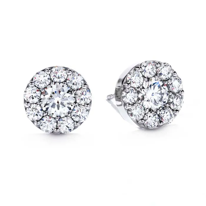 Hearts On Fire 1.90-2.10CTW Diamond Fulfillment Round Earrings, 18K White Gold