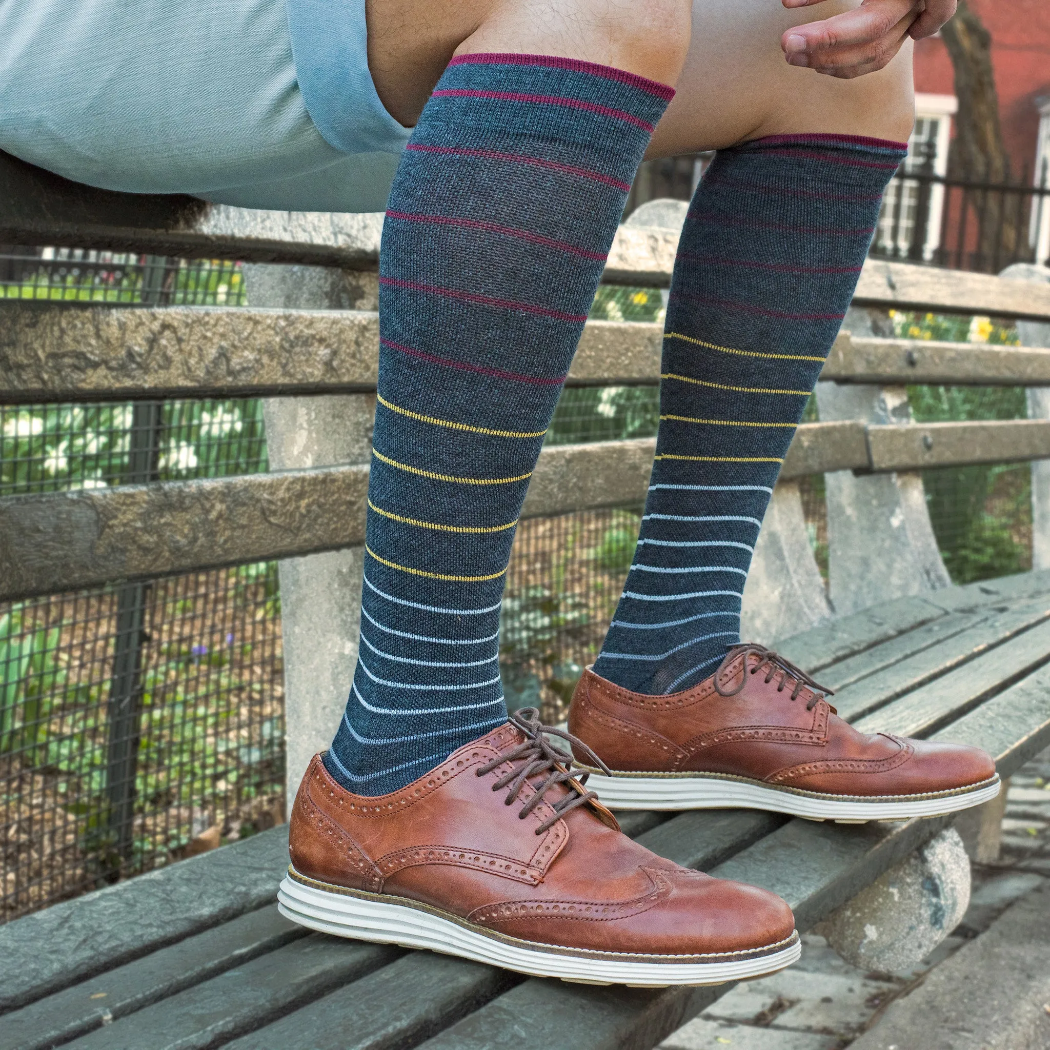 Jaquard Stripe | Knee-High Compression Socks For Men