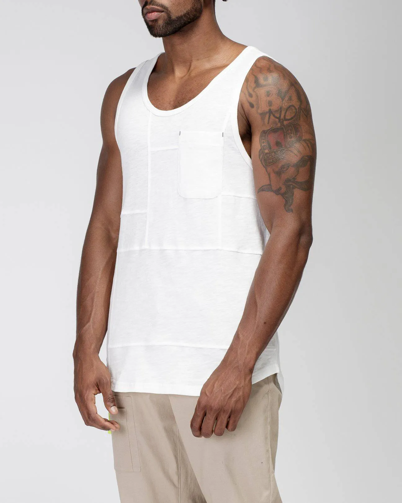 Konus Men's Multi Stitched Tank Top in White