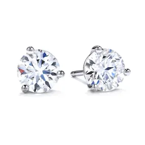 Mountz Collection .38-.44TW Round Diamond 3-Prong Stud Earrings in 14K White Gold