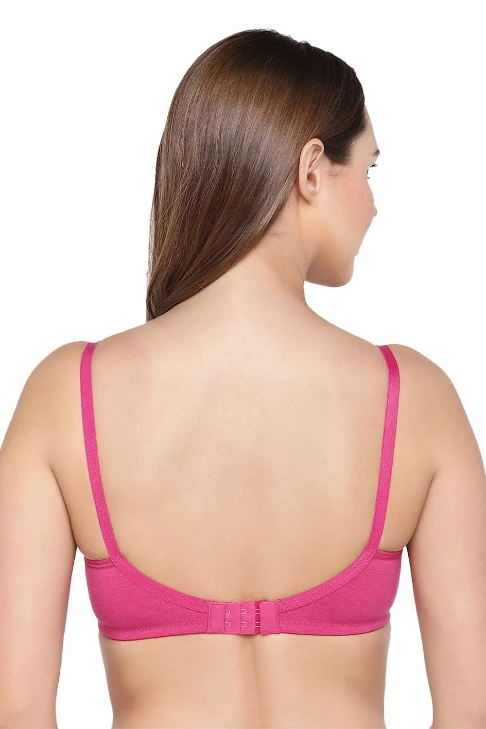 Organic Cotton Antimicrobial Seamless Triangular Bra with Supportive Stitch-ISB099-Fuschia-