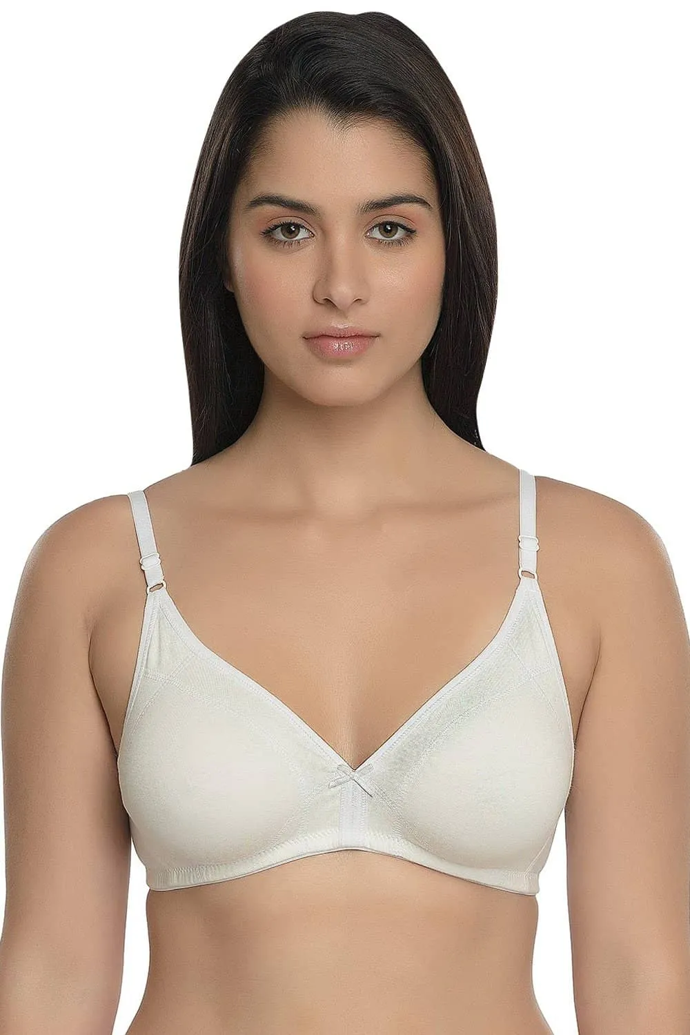 Organic Cotton Antimicrobial Seamless Triangular Bra with Supportive Stitch-ISB099-Milky White-