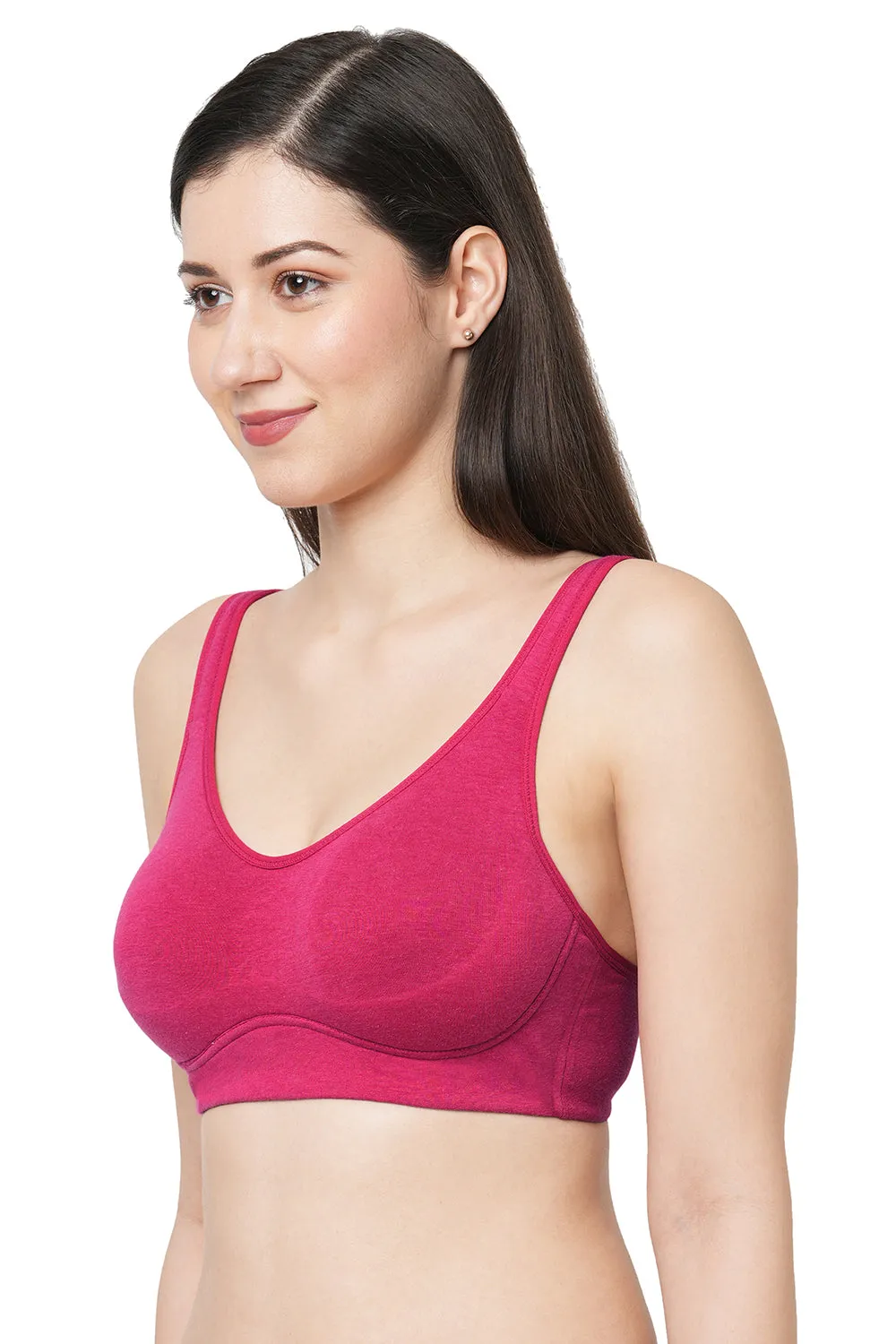 Organic Cotton Antimicrobial Soft Cup Full Coverage Bra-ISB097-Fuchsia-