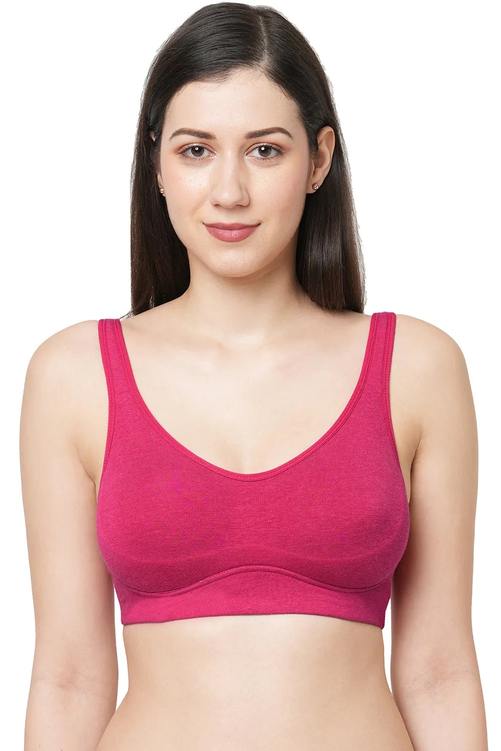 Organic Cotton Antimicrobial Soft Cup Full Coverage Bra-ISB097-Fuchsia-