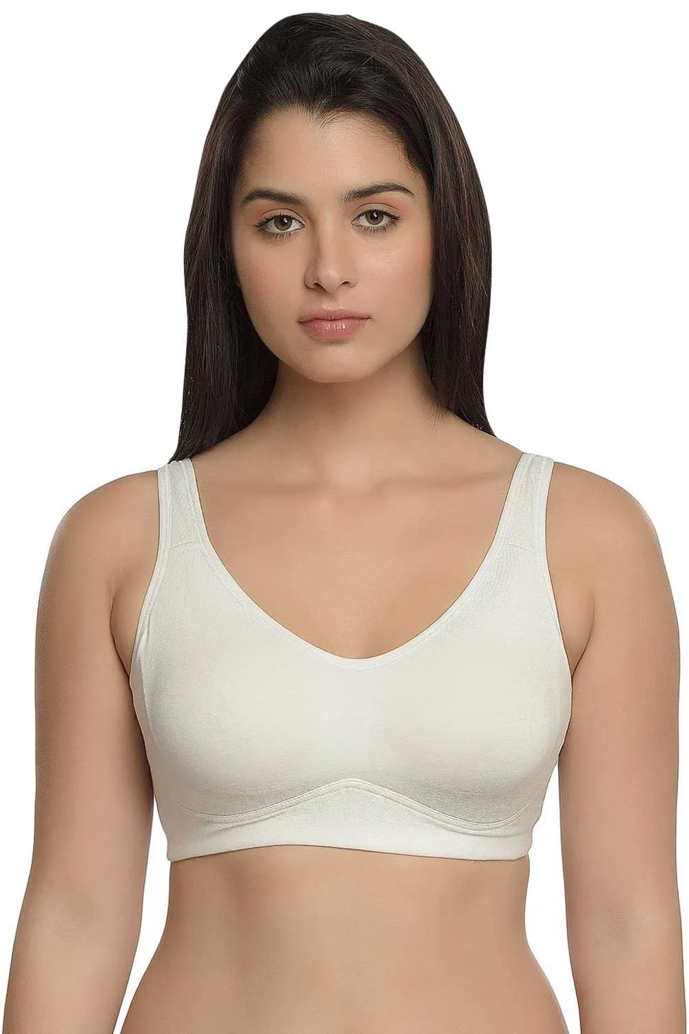 Organic Cotton Antimicrobial Soft Cup Full Coverage Bra-ISB097-Milky White-