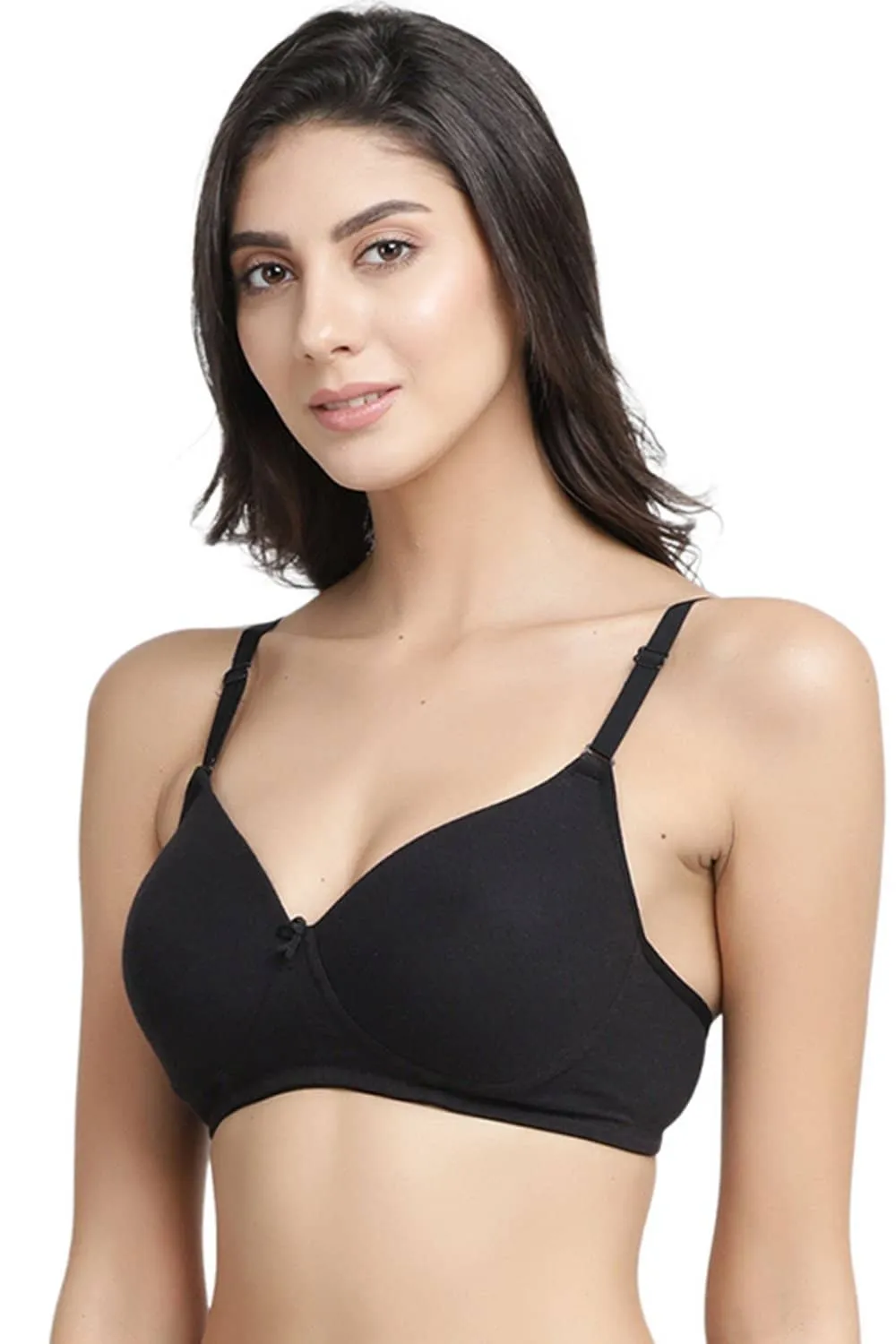 Organic Cotton Antimicrobial Wire-Free Padded Bra-ISB068-Black-