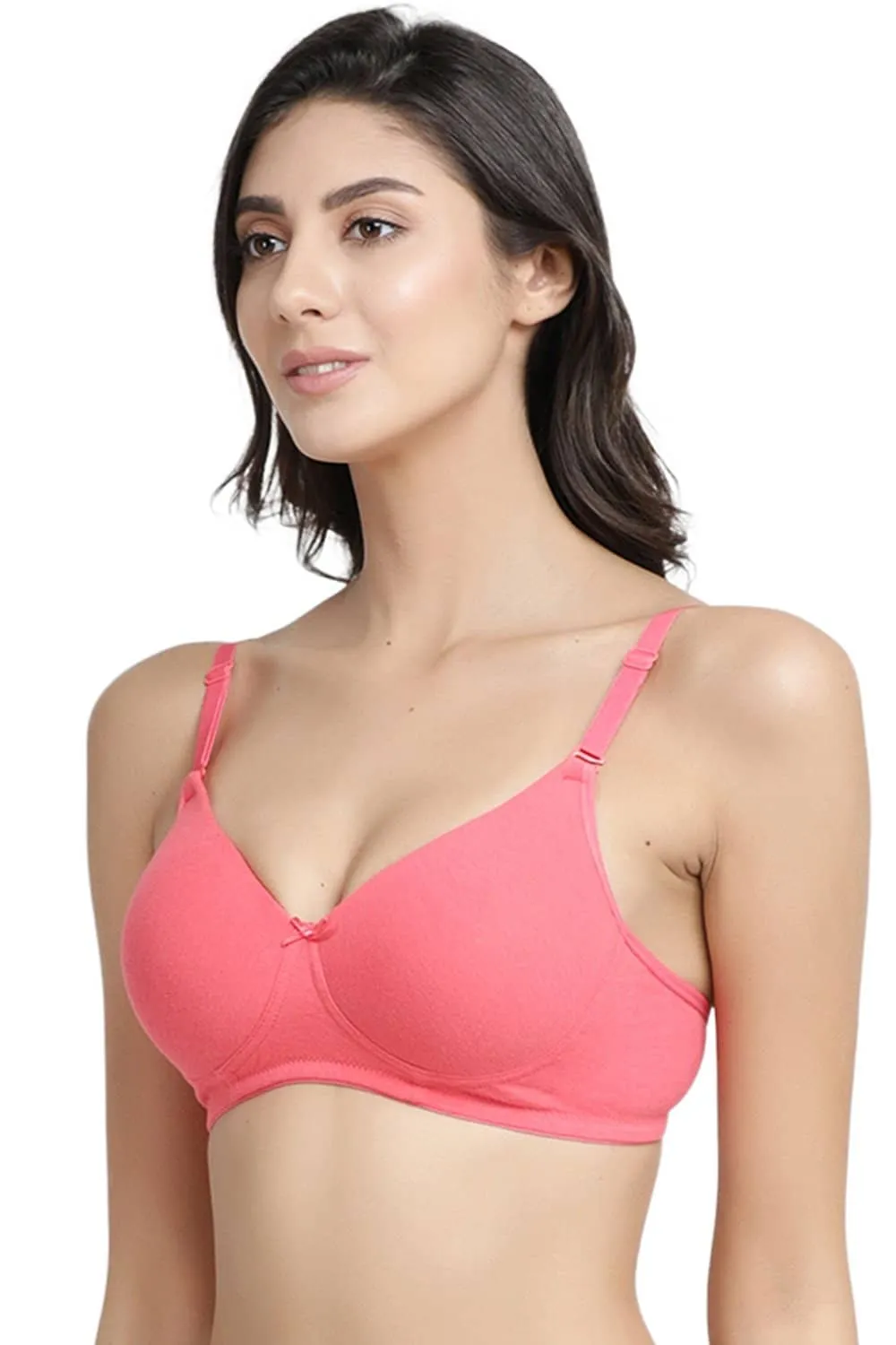 Organic Cotton  Antimicrobial Wire-free Padded Bra (Pack of 3)-ISB068-M.White_M.White_B.Pink-