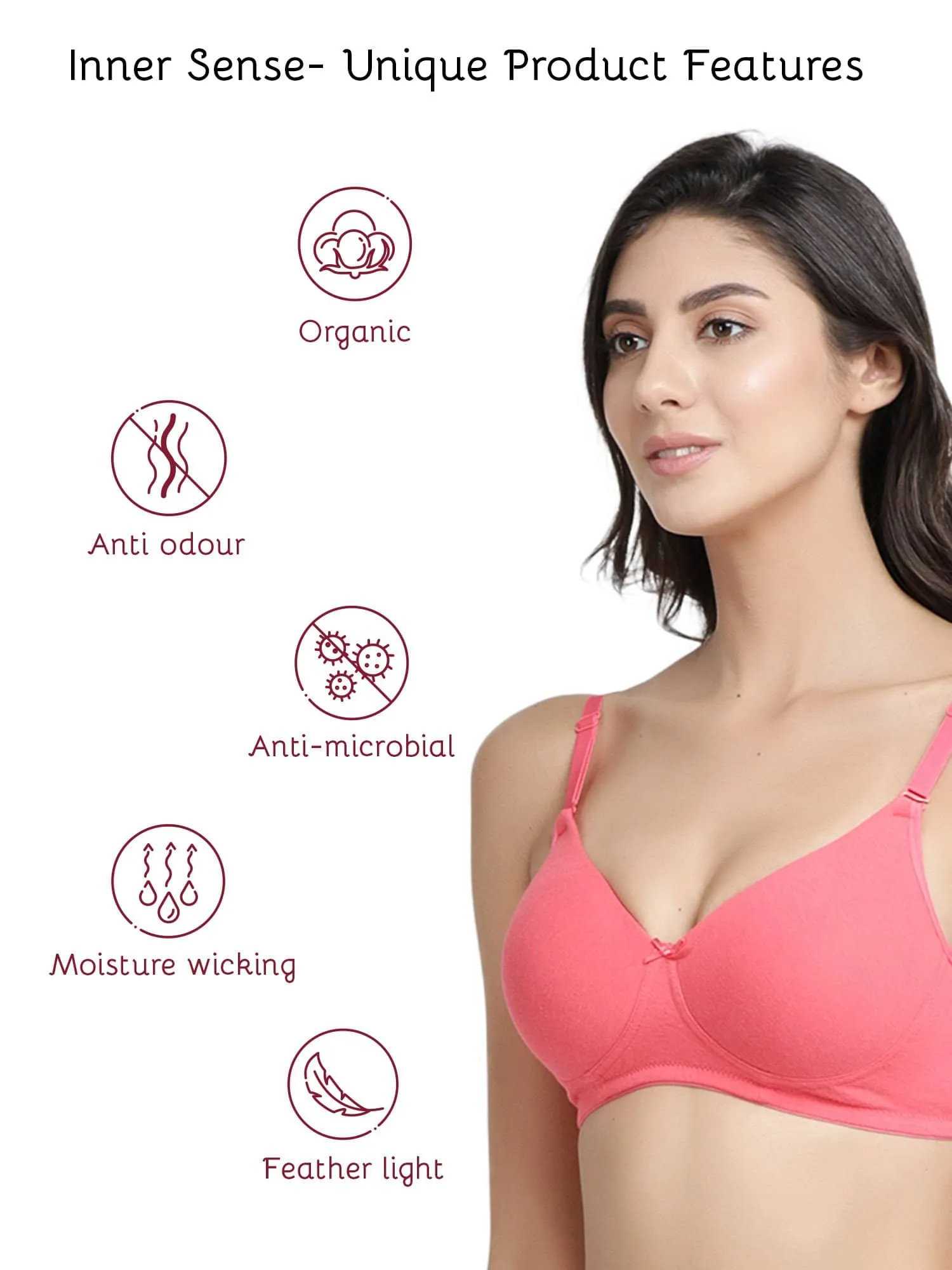 Organic Cotton  Antimicrobial Wire-free Padded Bra (Pack of 3)-ISB068-M.White_M.White_B.Pink-