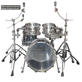 Pearl CRYSTAL BEAT series in Ultra Clear Acrylic, complete 5 piece shell set including matching snare drum with 22" kick