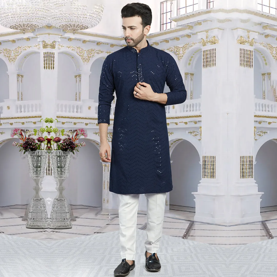 Sparkle Starlit  Navy Kurta for Men