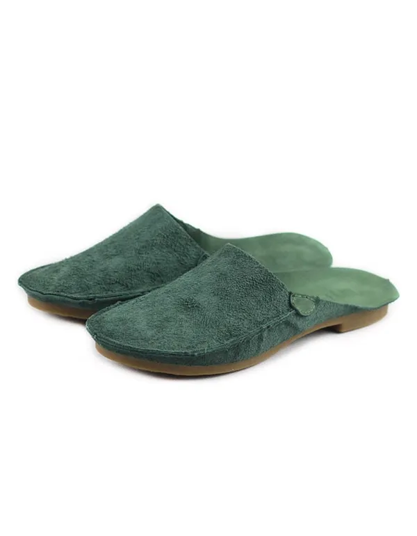 Summer Leather Close Toe Flat Slippers